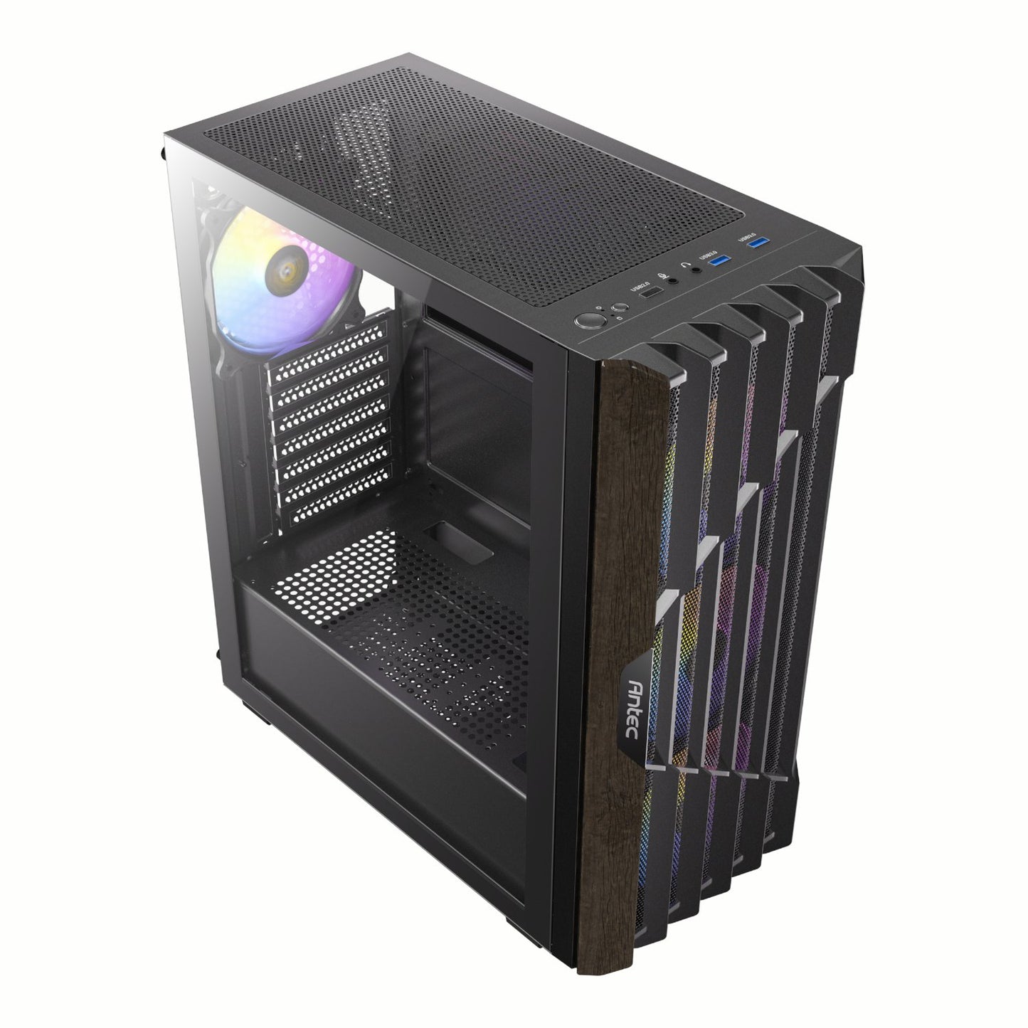Antec AX63 Wood ARGB ATX Mid Tower Gaming Chassis – Black