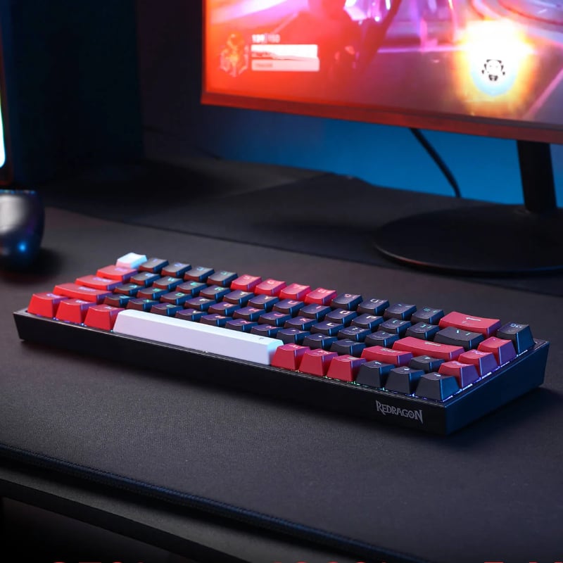 REDRAGON Castor Pro 68Key Wireless Red|Black|White KeyCap Bluetooth RGB Red Switch – Black|Red