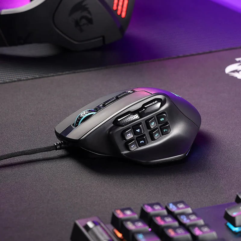 REDRAGON Aatrox 6200DP RGB MMO Gaming Mouse – Black